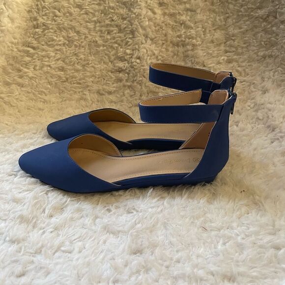 New in Box Dream Pairs Amiga faux leather suede Royal Blue ankle strap shoesSZ10 - Picture 4 of 12